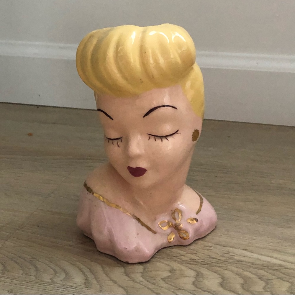 Antique head planter / vase